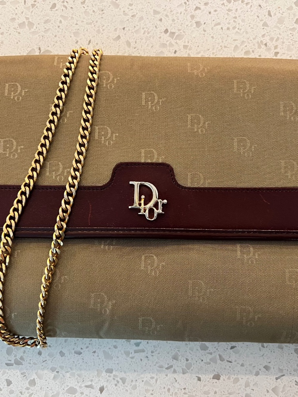 Vintage Dior Logo clutch bag with gold chain